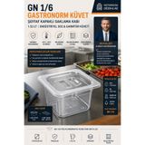 Transformacion GN 1/6 Polikarbonat Gastronorm Küvet Şeffaf Kapaklı Saklama Kabı 1.53 Lt Endüstriyel Sos Garnitür Küveti 723544