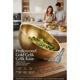 Transformacion Gold Çelik Profesyonel Kase 28 cm - Çok Amaçlı Karıştırma Kabı, Salata & Sunu - Çok Renkli