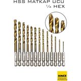 Transformacion Hss Matkap Ucu 1/4 Hex 13 Parça Hss Tungsten Karbür Matkap Uç 1.5-6.5mm Titanyum 722460 - HSS 13 LU
