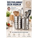 Transformacion İkili Tezgah Üstü Kaşıklık Çatal Bıçak Standı Kurutmalıa 18/10 Paslanmaz Çelik 723752