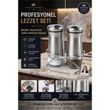 Transformacion Ikili Tuzluk Biberlik Seti 13 cm 18/10 304 Paslanmaz Çelik Standlı Cam Baharatlık 723495 - Stella