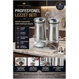 Transformacion İkili Tuzluk Biberlik Seti 13 cm 18/10 304 Paslanmaz Çelik Standlı Cam Baharatlık 723495