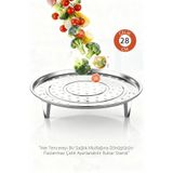 Transformacion Inox Çelik Ayaklı Buharlı Pişirme Aparatı - 28 cm Çok Amaçlı Tencere Içi Haşlama Standı