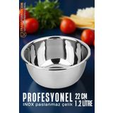 Transformacion Inox Kase - 22 Cm 1.2 Litre Karıştırma Kabı Profesyonel 304 Paslanmaz Çelik 721836