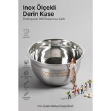 Transformacion Inox Ölçekli Derin Kase - 28 cm 4 Litre Karıştırma Kabı Profesyonel 304 Paslanm - Çok Renkli