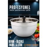 Transformacion Inox Ölçekli Derin Kase - 28 Cm 4 Litre Karıştırma Kabı Profesyonel 304 Paslanmaz Çelik 721844