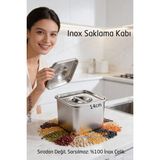 Transformacion Inox Saklama Kabı - Hava Sızdırmaz Mutfak Düzenleyici 14X11 cm 304 Paslanmaz Çelik - 14 CM