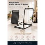 Transformacion Katlanabilir Çift Kulplu Kuaför Berber El Aynası Profesyonel Dayanıklı ABS Plastik Çerçeveli Büyük Boy Berber Aynası Salon ve Ev Tipi Makyaj Aynası 719722