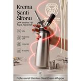 Transformacion Krema Şanti Sifonu 0.5 L - 3 Dekorasyon Uçlu Barista Tipi Köpük Aparatı Seti, Isi Cream Profi Whip Uyumlu Ev ve Kafe Tipi Şanti Makinesi Sifonu Paslanmaz Çelik 723403 - 500 g