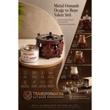 Transformacion Metal Osmanlı Ocağı ve Reşo Yakıtı Seti - Dekoratif Çiçek Desenli Sıcak Tutucu Mini Sosluk, Çorba, Kahve ve Süt Isıtıcı Reşo Standı ve 1 Adet Yedekli Jel Yakıt 723350 - UNITE