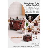 Transformacion Metal Osmanlı Ocağı ve Reşo Yakıtı Seti - Dekoratif Çiçek Desenli Sıcak Tutucu Mini Sosluk, Çorba, Kahve ve Süt Isıtıcı Reşo Standı ve 1 Adet Yedekli Jel Yakıt 723350