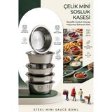 Transformacion Mini Sosluk Kasesi 5'lı Set 60 Ml, Kafe Restoran Tipi Sos Reçel Mayonez Ketçap Baharat Kabı, Konik Dip Sos Kasesi 304 Paslanmaz Çelik Metal Sunum Tabaklar 723331 - Konik Dip Sosluk