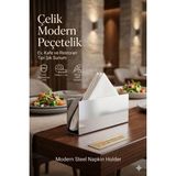 Transformacion Modern Peçetelik - Minimalist Metal Masaüstü Peçete Düzenleyici Standı - Ev, Kafe ve Restoran Tipi Şık Sunum Organizatörü 304 Paslanmaz Çelik 723323 - Gri