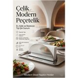 Transformacion Modern Peçetelik - Minimalist Metal Masaüstü Peçete Düzenleyici Standı - Ev, Kafe ve Restoran Tipi Şık Sunum Organizatörü OVAL Paslanmaz Çelik 723324