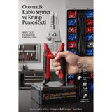 Transformacion Otomatik Kablo Sıyırıcı ve Krimp Pensesi Seti - AWG 10-22 Elektrikçi Kablo Soyucu, Kesici ve Terminal Sıkma Pensesi (171 Parça Kablo Bağlı) 722482 - MODEL2