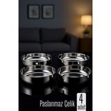Transformacion Paslanmaz Yuvarlak Küllük - Metal Kül Tablası - Masaüstü Küllük 4 Lü 722217 - Gümüş - 4 ADET