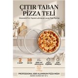 Transformacion Pizza Teli 2'li Set 28 cm Çıtır Taban Hamur Pişirme Izgarası Gözenekli Fırın Tepsisi Lahmacun Lavaş Pide Pişirme Ekranı Çok Amaçlı Süzme Izgarası Profesyonel 6061 Alüminyum 723396