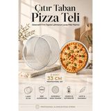Transformacion Pizza Teli 2'li Set 33 cm Çıtır Taban Hamur Pişirme Izgarası Gözenekli Fırın Tepsisi Lahmacun Lavaş Pide Pişirme Ekranı Çok Amaçlı Süzme Izgarası Profesyonel 6061 Alüminyum 723397
