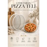 Transformacion Pizza Teli 2'li Set 36 cm Çıtır Taban Hamur Pişirme Izgarası Gözenekli Fırın Tepsisi Lahmacun Lavaş Pide Pişirme Ekranı Çok Amaçlı Süzme Izgarası Profesyonel 6061 Alüminyum 723397