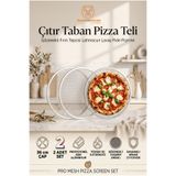 Transformacion Pizza Teli 2'li Set 36 cm Çıtır Taban Hamur Pişirme Izgarası Gözenekli Fırın Tepsisi Lahmacun Lavaş Pide Pişirme Ekranı Çok Amaçlı Süzme Izgarası Profesyonel 6061 Alüminyum 723397