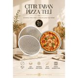 Transformacion Pizza Teli 2'li Set, Alüminyum, Yuvarlak, Çıtır Taban, 28 cm, Pizza Lahmacun Pide Pişirme