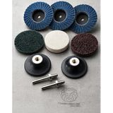 Transformacion Profesyonel 50MM Mini Zımpara Parlatma Seti 10 Parça - Matkap Gravür Uyumlu Roloc Keçe Flap Disk, Skoç Yüzey Temizleme ve Pas Sökücü Parlatıcı Seti 723376