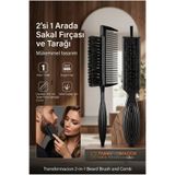 Transformacion Sakal Bıyık Tarama Fırçası Sakal Tarağı 2'si 1 Arada Sakal Şekillendirici Ve Düzenleyici Bakım Tarağı 721414