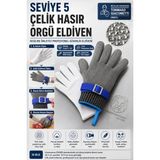 Transformacion Seviye 5 Çelik Hasır Örgü Kasap Eldiveni - Paslanmaz Çelik Kesilme Önleyici Mutfak ve Et Kesim Eldiveni 723464 - Tommaso