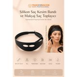 Transformacion Silikon Saç Kesim Bandı ve Makyaj Saç Toplayıcı - Ayarlanabilir Kaymaz Esnek Fade Şablonu, Kadınlar İçin Maske ve Cilt Bakımı Alın Bandı (68 cm) 723347