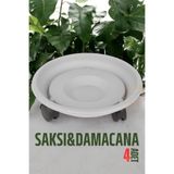 Transformacion Tekerlekli Saksı Altlığı 4 Adet 37 CM Beyaz, 7430000721051