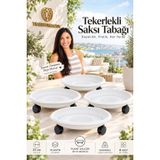 Transformacion Tekerlekli Saksı Tabağı 4lü Set 37 cm Ağır Yük Taşıyıcı Damacana Altlığı Saksı Altı Tekerleği Tablası BEYAZ 721054