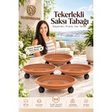 Transformacion Tekerlekli Saksı Tabağı 4lü Set 37 cm Ağır Yük Taşıyıcı Damacana Altlığı Saksı Altı Tekerleği Tablası KAHVE 721056