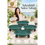 Transformacion Tekerlekli Saksı Tabağı 4lü Set 37 cm Ağır Yük Taşıyıcı Damacana Altlığı Saksı Altı Tekerleği Tablası YEŞİL 721055