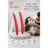 Transformacion Türk Tipi 2 li KIRMIZI Profesyonel Berber Usturası, Sakal Şekillendirme ve Pürüzsüz Tıraş İçin Jiletli Klasik Erkek Ustura, Türk Tipi Çelik Tıraş Bıçağı 723345