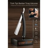 Transformacion Türk Tipi Profesyonel Berber Usturası, Sakal Şekillendirme ve Pürüzsüz Tıraş İçin Jiletli Klasik Erkek Ustura, Türk Tipi Çelik Tıraş Bıçağı 715642