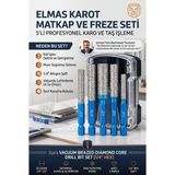 Transformacion Vakumlu Elmas Karot Matkap Ucu Freze Seti 5’li (1/4" Hex Şaft) Seramik Porselen Mermer Granit Cam Karo Delme Genişletme Panç Uçları 723532 - 001-Renkli