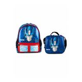 transformers Optimus Prime Lisanslı PVC Ön Panelli Anaokulu Çantası ve Beslenme Çantası İkili Okul Seti Mavi