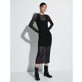 Transparan Elbise Slim Fit Uzun Kolu