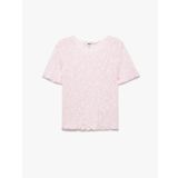 Transparan Slim Fit Kısa Kollu Bisiklet Yaka Dantelli Tişört