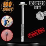 Trapez Cati Vidasi 5.5X120 Mm Paket 100 Adet Matkap Uclu Sac Akilli Vida Cati Panel Metal Agac Vidasi