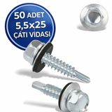 Trapez Çatı Vidası 5.5x25 mm 50 Adet – Matkap Uçlu Sac Akıllı Vida | Metal, Ahşap ve Çatı Paneli Montaj Vidası