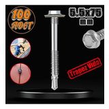 Trapez Cati Vidasi 5.5X75 Mm Paket 100 Adet Matkap Uclu Sac Akilli Vida Cati Panel Metal Agac Vidasi