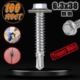 Trapez Cati Vidasi 6.3X38 Mm Paket 100 Adet Matkap Uclu Sac Akilli Vida Cati Panel Metal Agac Vidasi