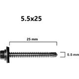 Trapez Vida Çatı Vidası Pullu Vida 5.5x25 _ 100 Adet