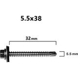 Trapez Vida Çatı Vidası Pullu Vida 5.5x38 _ 100 Adet