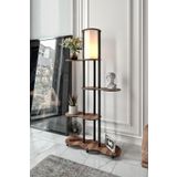 TRAVERS Lambader – Ekstra Geniş 24x72 cm Taban, 140 cm Yükseklik, Modern Dekoratif Ahşap Görünümlü Gövde, E27 Duy Uyumlu, LED Ampul ile Kullanılabilir, Göz Yormayan Aydınlatma (Ceviz)