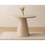 Traverten Desen Ahşap Mdf Yuvarlak 90CM Çapında Sabit Mermer Desenli 4-5 Kişilik Mutfak Masası