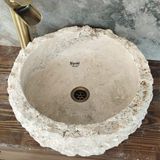 Traverten Doğal Yapılı Çanak Lavabo - Bej