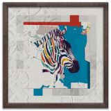 Traverten Dokulu Mozaik Kabartmalı Zebra, 80X80