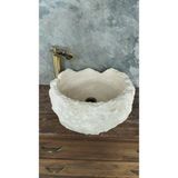 Traverten Özel Çalışma Çanak Lavabo - Bej
